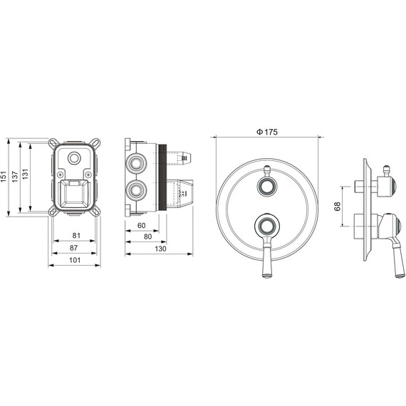 Смеситель для ванны Aquatek Классик AQ1547MB (со скрытой частью) чёрный матовый, Цвет производителя: чёрный матовый фото 3