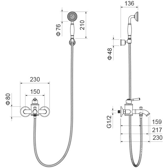 Смеситель для ванны Aquatek Классик AQ1549MB, чёрный матовый, Цвет производителя: чёрный матовый фото 13