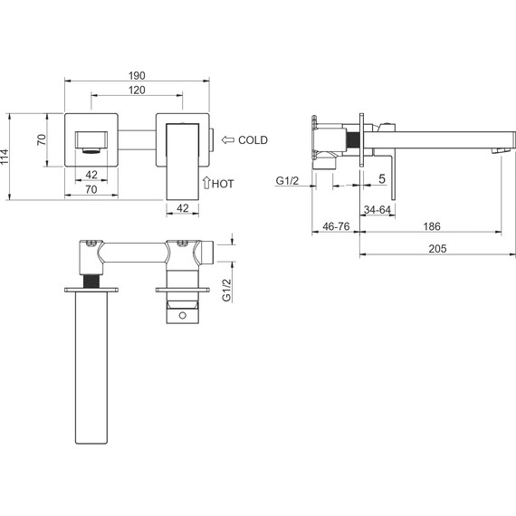 Смеситель для раковины настенный Aquatek Либра AQ1613MB, чёрный матовый, Цвет производителя: чёрный матовый фото 11