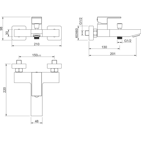 Смеситель для ванны Aquatek Либра AQ1640MB, чёрный матовый, Цвет производителя: чёрный матовый фото 6