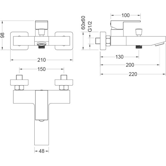Смеситель для ванны Aquatek Либра AQ1640CR, Цвет производителя: хром фото 2
