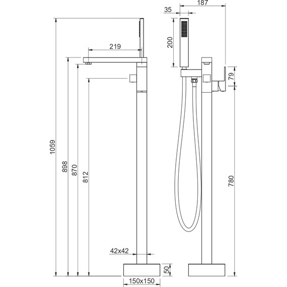 Смеситель для ванны Aquatek Либра AQ1645MB, чёрный матовый, Цвет производителя: чёрный матовый фото 5