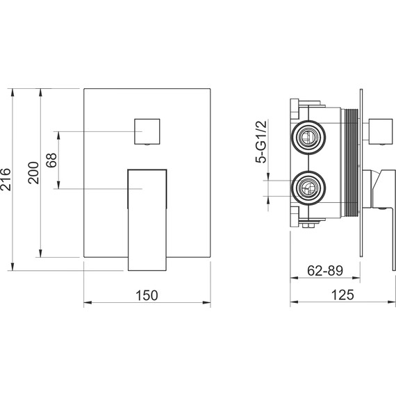 Смеситель для ванны Aquatek Либра AQ1647MB (со скрытой частью) чёрный матовый, Цвет производителя: чёрный матовый фото 4