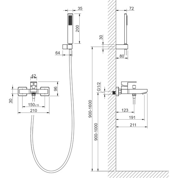 Смеситель для ванны Aquatek Либра AQ1649MB, чёрный матовый, Цвет производителя: чёрный матовый фото 14