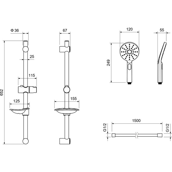 Душевой гарнитур Aquatek Оберон AQ2014MB, чёрный матовый фото 9