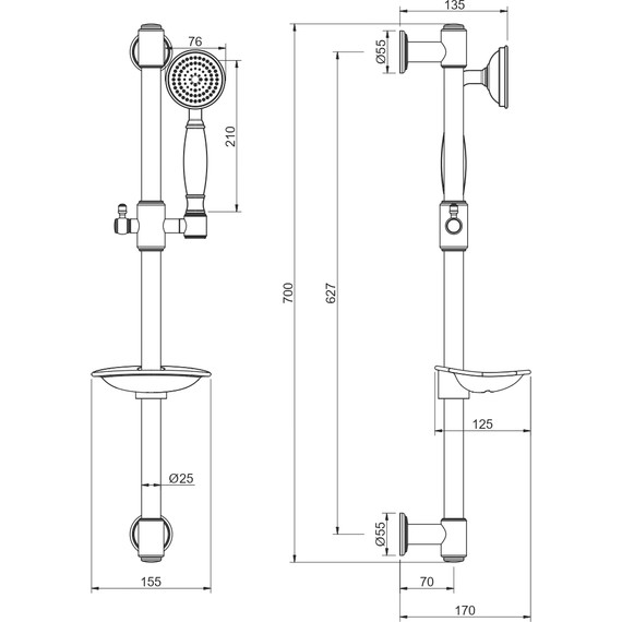 Душевой гарнитур Aquatek Классик AQ2020MB, чёрный матовый фото 4
