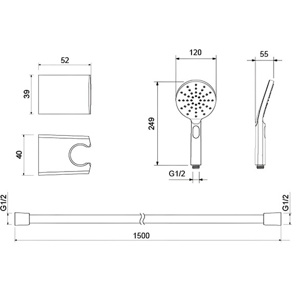 Душевой гарнитур Aquatek Оберон AQ2033MB, чёрный матовый фото 5