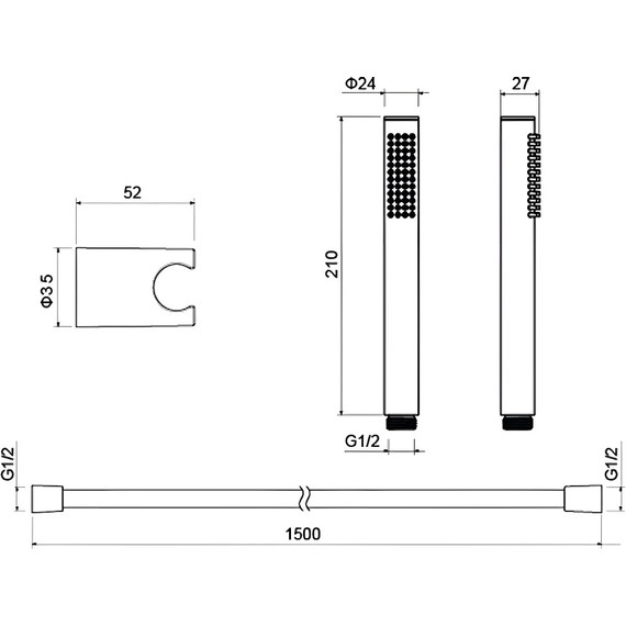 Душевой гарнитур Aquatek Европа AQ2034MB, чёрный матовый фото 5