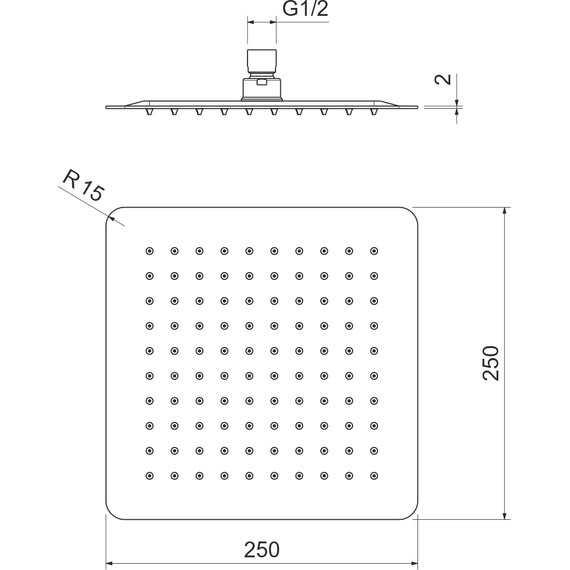 Верхний душ Aquatek 250x250 мм AQ2072CR фото 9