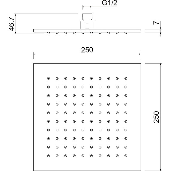 Верхний душ Aquatek 250x250 мм AQ2076MB, чёрный матовый фото 7