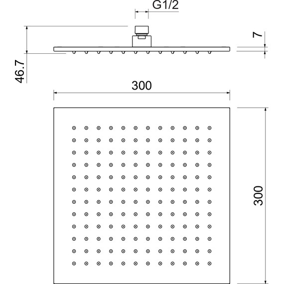Верхний душ Aquatek 300x300 мм AQ2078MB, чёрный матовый фото 4
