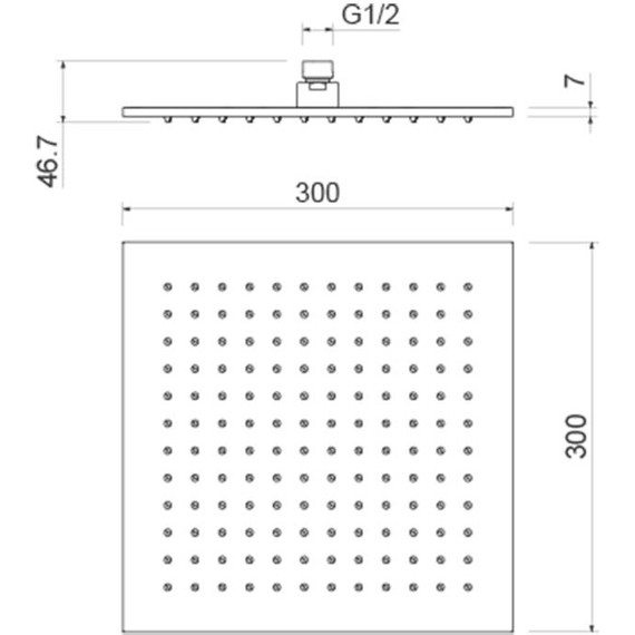 Верхний душ Aquatek 300x300 мм AQ2078MB, чёрный матовый фото 3