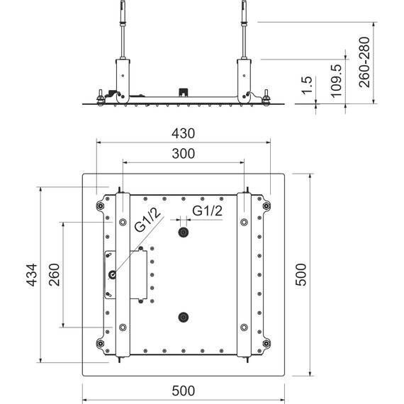 Верхний душ Aquatek 500x500 мм AQ2082MB, чёрный матовый фото 4
