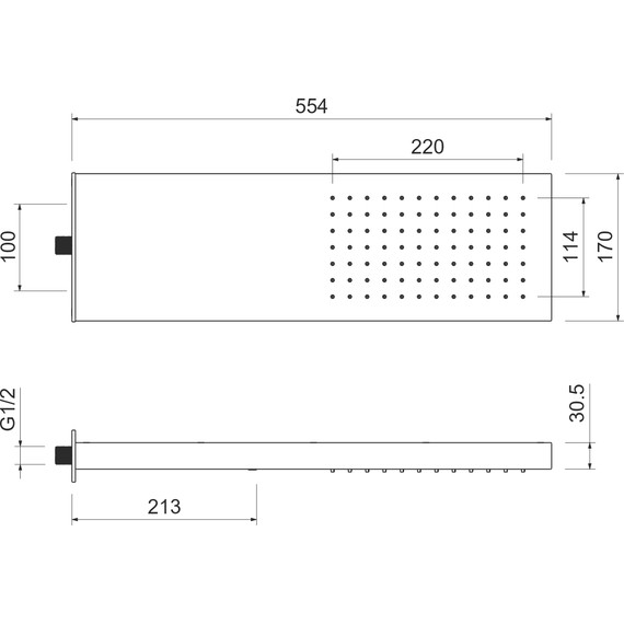 Верхний душ Aquatek 170x554 мм AQ2084MB, чёрный матовый фото 4