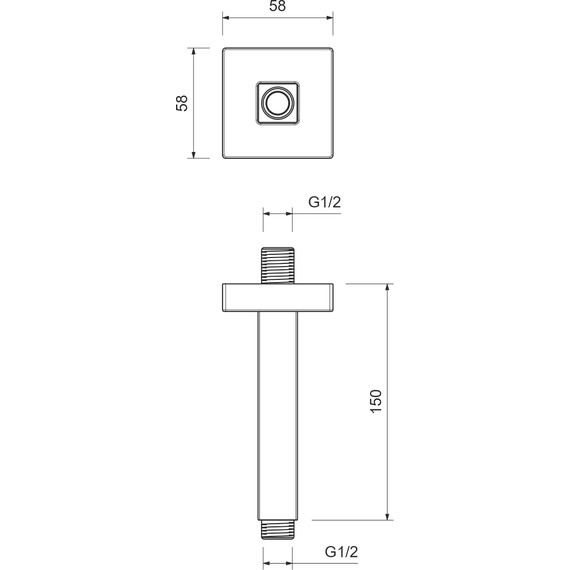 Кронштейн потолочный для верхнего душа Aquatek AQ2172MB, чёрный матовый фото 4