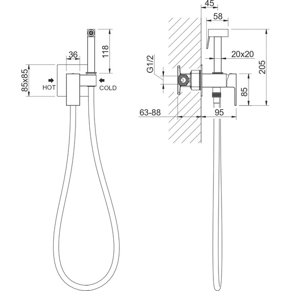 Набор для гигиенического душа Aquatek Либра AQ1022CR (со скрытой частью) - 6 Набор для гигиенического душа Aquatek Либра AQ1022CR (со скрытой частью) фото 6