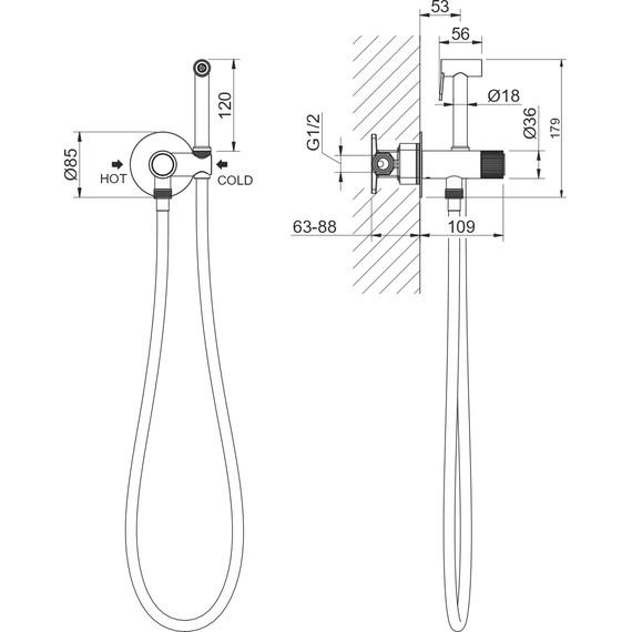 Набор для гигиенического душа Aquatek Бетта AQ1023MB (со скрытой частью) чёрный матовый - 5 Набор для гигиенического душа Aquatek Бетта AQ1023MB (со скрытой частью) чёрный матовый фото 5