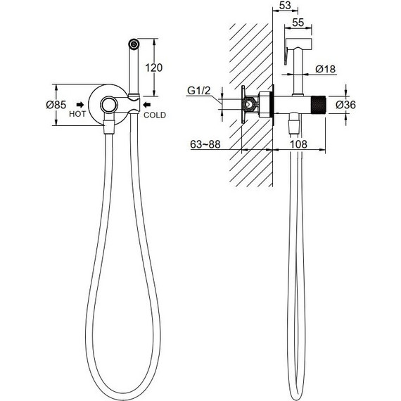 Набор для гигиенического душа Aquatek Бетта AQ1023CR (со скрытой частью) фото 4