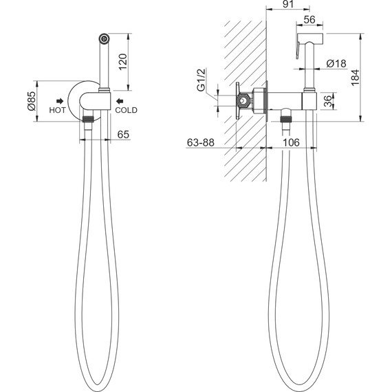 Гигиенический душ Aquatek Оберон AQ1024MB (со скрытой частью) чёрный матовый - 5 Гигиенический душ Aquatek Оберон AQ1024MB (со скрытой частью) чёрный матовый фото 5