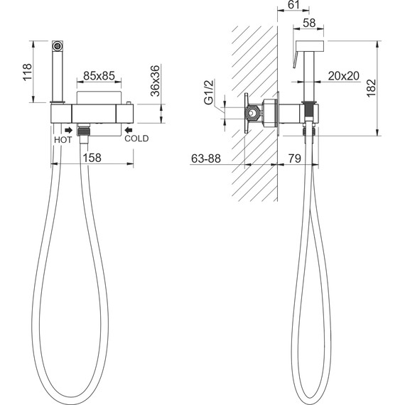 Набор для гигиенического душа Aquatek Либра AQ1028MB (со скрытой частью) чёрный матовый - 7 Набор для гигиенического душа Aquatek Либра AQ1028MB (со скрытой частью) чёрный матовый фото 7