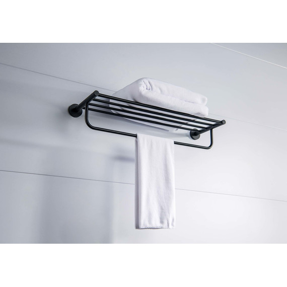 Полка для полотенец Aquatek Европа AQ4115MB, цвет чёрный матовый - 3 Полка для полотенец Aquatek Европа AQ4115MB, цвет чёрный матовый фото 3