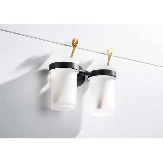 Двойной стакан для зубных щеток Aquatek Европа AQ4117MB, цвет чёрный матовый фото 3