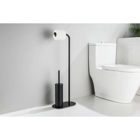 Ёршик для унитаза с держателем для туалетной бумаги Aquatek Оберон AQ4231MB, цвет чёрный матовый фото 3