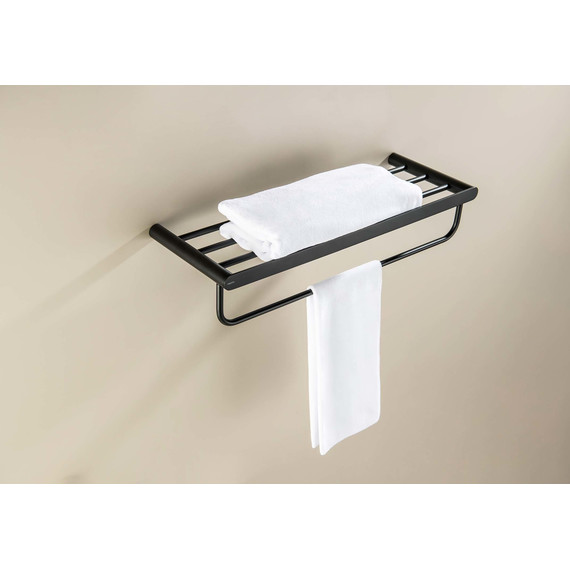 Полка для полотенец Aquatek Лира AQ4415MB, цвет чёрный матовый - 5 Полка для полотенец Aquatek Лира AQ4415MB, цвет чёрный матовый фото 5