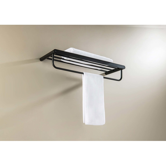 Полка для полотенец Aquatek Лира AQ4415MB, цвет чёрный матовый - 3 Полка для полотенец Aquatek Лира AQ4415MB, цвет чёрный матовый фото 3