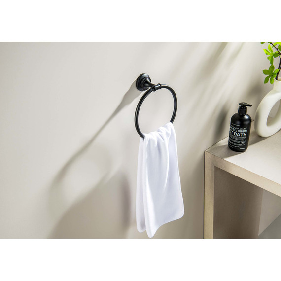 Кольцо для полотенец Aquatek Классик AQ4512MB, цвет чёрный матовый фото 5