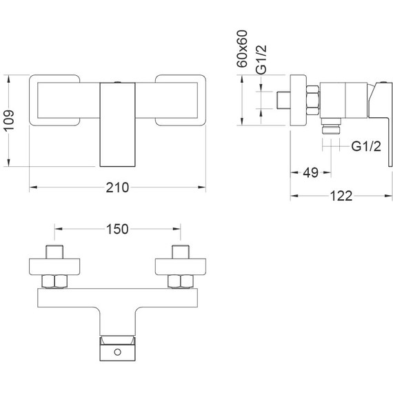 Набор смесителей 3 в 1 для душа Aquatek Либра AQ1631CR, Цвет производителя: хром фото 7