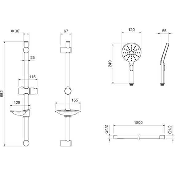 Набор смесителей 3 в 1 для ванны с коротким изливом Aquatek Оберон AQ1230CR, Цвет производителя: хром фото 9