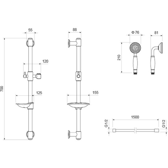 Набор смесителей 3 в 1 для ванны с коротким изливом Aquatek Классик AQ1530CR, Цвет производителя: хром - 6 Набор смесителей 3 в 1 для ванны с коротким изливом Aquatek Классик AQ1530CR, Цвет производителя: хром фото 6