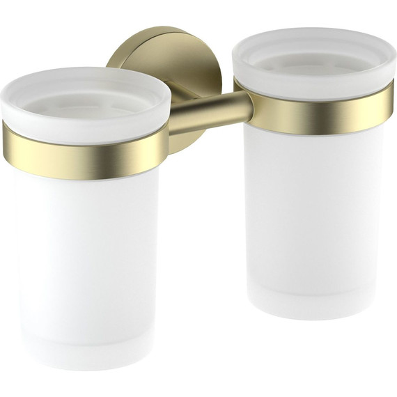 Стакан двойной для зубных щеток Aquatek Европа AQ4117BG, цвет золото шлифованное фото 2