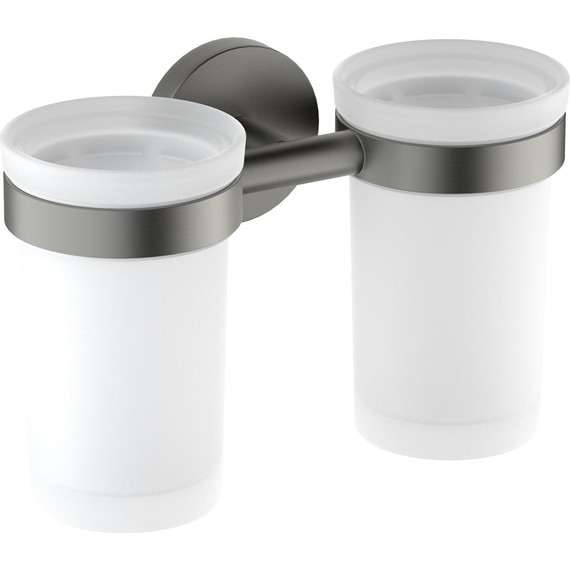 Стакан двойной для зубных щеток Aquatek Европа AQ4117BGM, цвет чёрный хром шлифованный фото 2