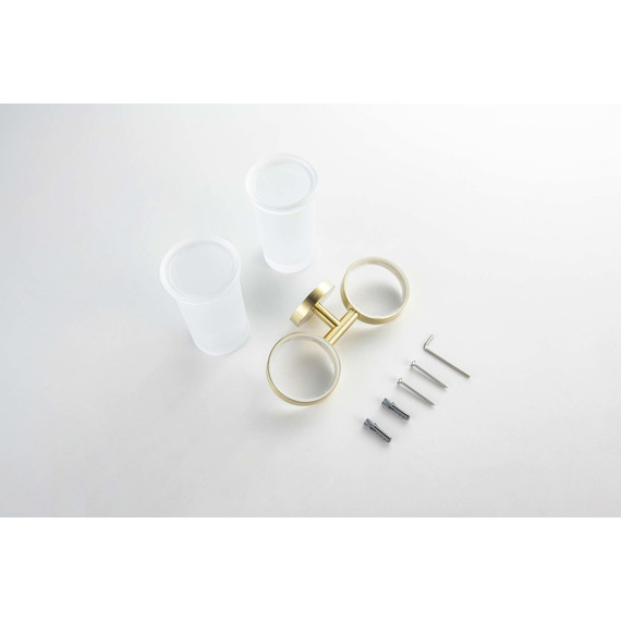 Стакан двойной для зубных щеток Aquatek Европа AQ4117BG, цвет золото шлифованное фото 3