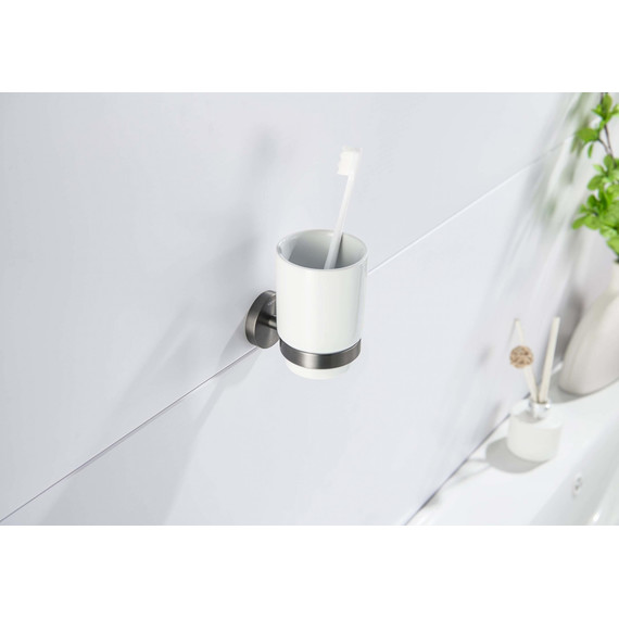 Стакан для зубных щеток Aquatek Бетта AQ4604BGM, цвет чёрный хром шлифованный фото 4