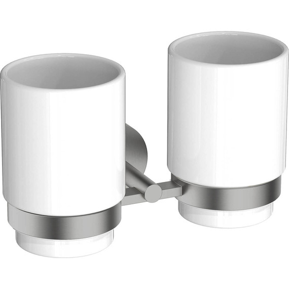 Стакан двойной для зубных щеток Aquatek Бетта AQ4617BGM, цвет чёрный хром шлифованный фото 2