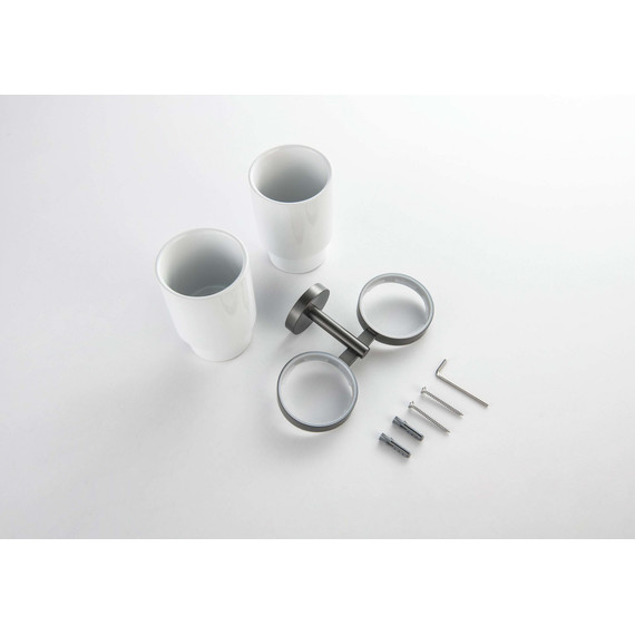 Стакан двойной для зубных щеток Aquatek Бетта AQ4617BGM, цвет чёрный хром шлифованный фото 3