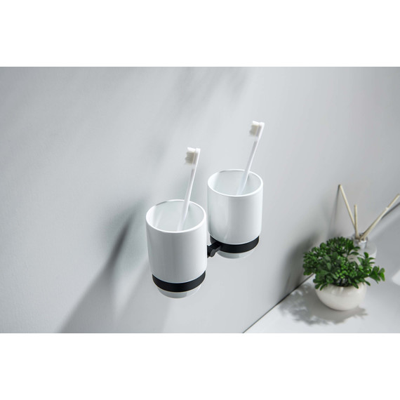 Двойной стакан для зубных щеток Aquatek Бетта AQ4617MB, цвет чёрный матовый фото 3