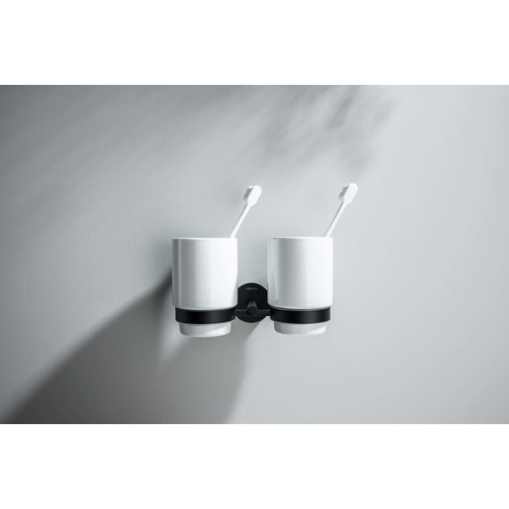 Двойной стакан для зубных щеток Aquatek Бетта AQ4617MB, цвет чёрный матовый фото 4