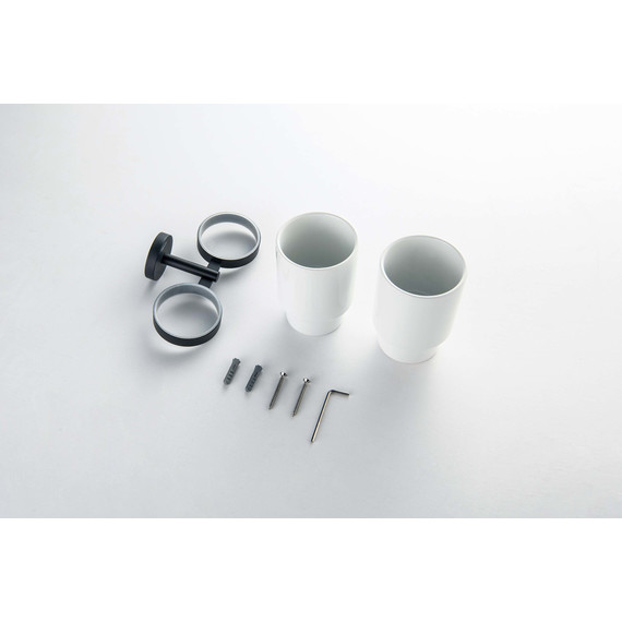 Двойной стакан для зубных щеток Aquatek Бетта AQ4617MB, цвет чёрный матовый фото 5