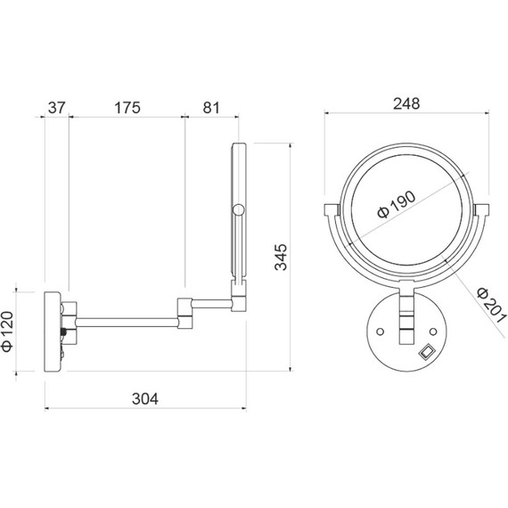 Зеркало косметическое настенное Aquatek  AQ4915CR фото 8