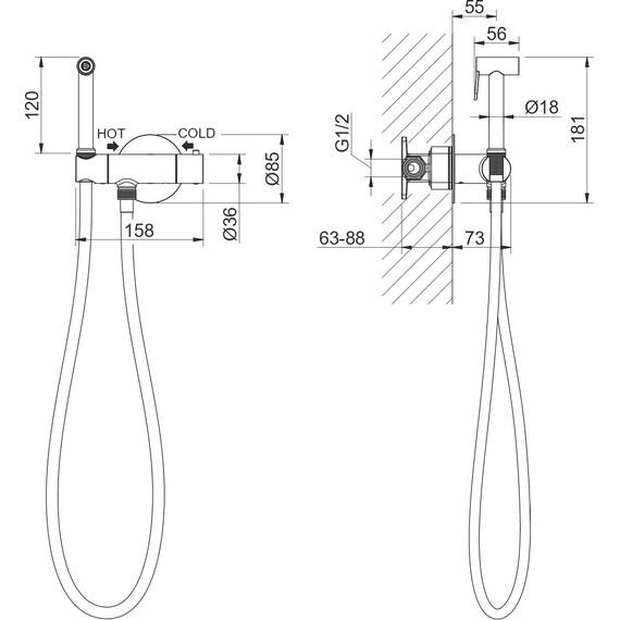 Набор для гигиенического душа Aquatek Оберон AQ1027BG (со скрытой частью) золото шлифованное - 3 Набор для гигиенического душа Aquatek Оберон AQ1027BG (со скрытой частью) золото шлифованное фото 3