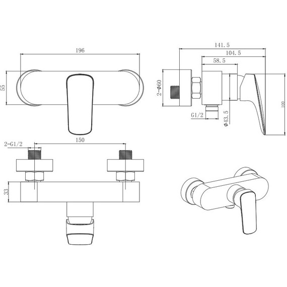 Смеситель для душа Aquatek Вега AQ1060MB, чёрный матовый, Цвет производителя: чёрный матовый фото 3