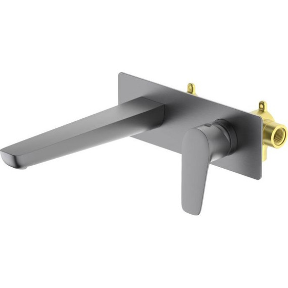 Смеситель для раковины настенный Aquatek Бетта AQ1113BGM, чёрный хром шлифованный, Цвет производителя: оружейная сталь фото 2