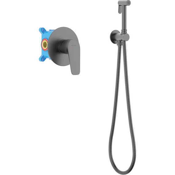 Набор для гигиенического душа Aquatek Бетта AQ1119BGM (со скрытой частью) чёрный хром шлифованный фото 2