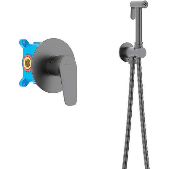 Набор для гигиенического душа Aquatek Бетта AQ1119BGM (со скрытой частью) чёрный хром шлифованный фото 3