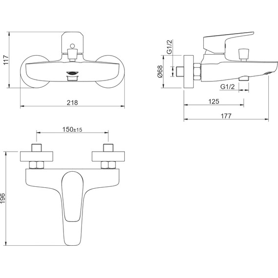 Смеситель для ванны Aquatek Бетта AQ1140BGM, чёрный хром шлифованный, Цвет производителя: оружейная сталь фото 4