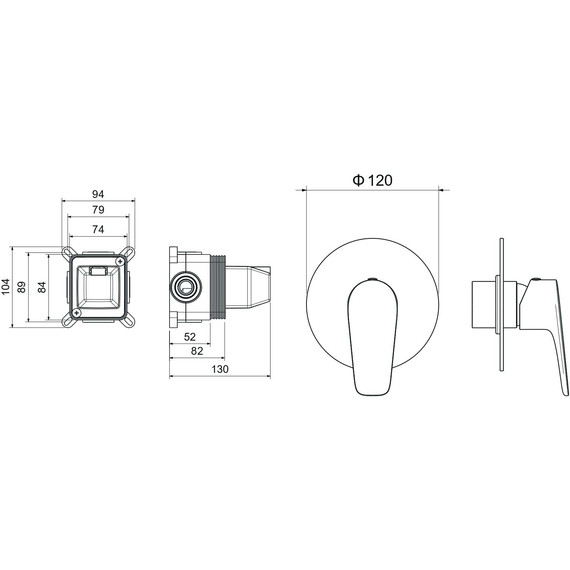 Смеситель для душа Aquatek Бетта AQ1166BGM (со скрытой частью) чёрный хром шлифованный фото 3